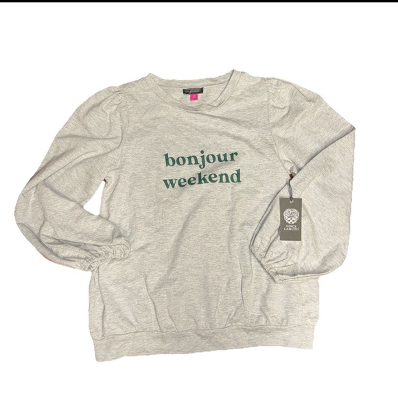 Vince Camuto Tops - Vince Camuto Bonjour Weekend Heather Gray Size XS Preppy Academia Lounge Flaw